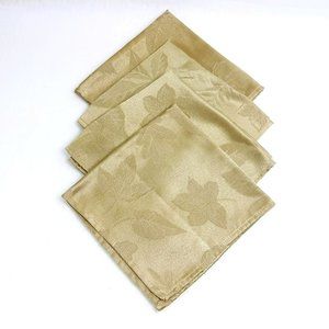 Napkin Embossed Leaf Print 4 Piece Gold